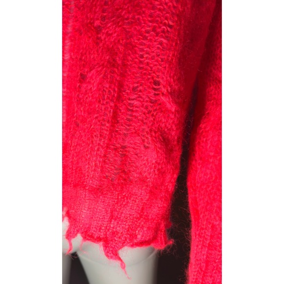 Anthropologie Mohair Posey Stitchy Pink Pullover Sweater Wool Knit Sheer Soft - Picture 8 of 11